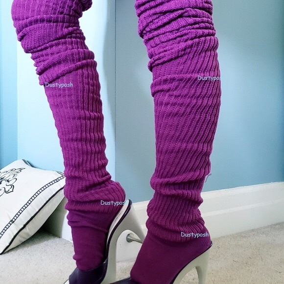 Long Loose Japanese Thigh High Slouch Socks Cozy Brown White Black Cosplay Boot - Picture 14 of 15